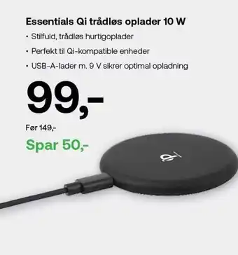 YouSee Essentials qi trådløs oplader tilbud