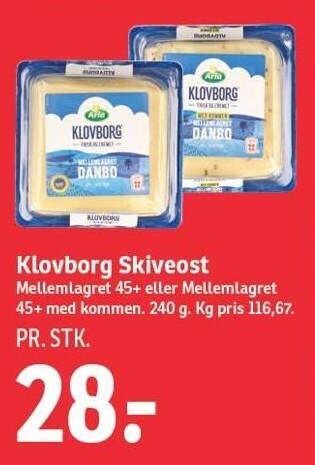SPAR Klovborg skiveost tilbud
