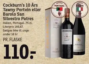 Cockburn's 10 års portvin el. barolo san silverstro patres