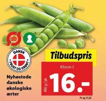 Lidl Nyhøstede Danske økologiske ærter 450g tilbud