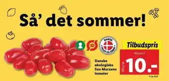 Lidl Danske økologiske San Marzano Tomater 250g tilbud