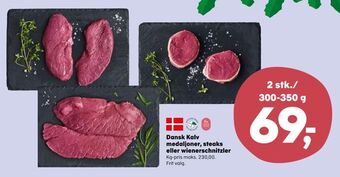 Kvickly Dansk kalv medaljoner, steaks eller wienerschnitzler tilbud