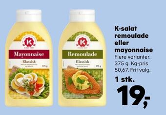 Kvickly K-salat remoulade eller mayonnaise tilbud