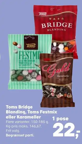 Kvickly Toms bridge blanding, toms festmix eller karameller tilbud