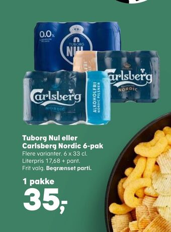 Kvickly Tuborg nul eller carlsberg nordic 6-pak tilbud