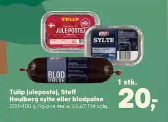 Kvickly Tulip julepostej, steff houlberg sylte eller blodpølse tilbud