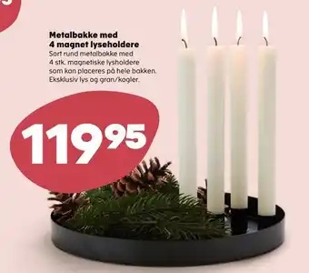 Kvickly Metalbakke med 4 magnet lyseholdere tilbud