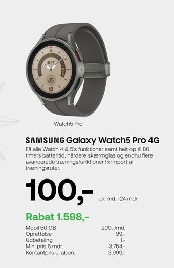 YouSee Samsung galaxy watch5 pro. 4g tilbud