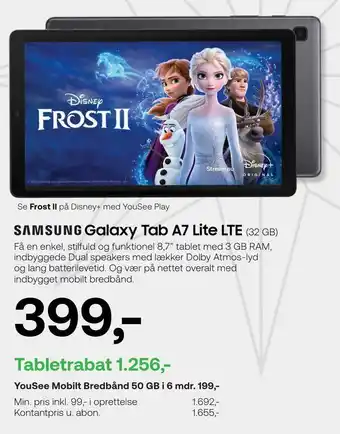 YouSee Galaxy tab a7 lite lte tilbud