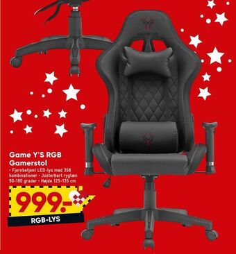 Bilka Game y's rgb gamerstol tilbud