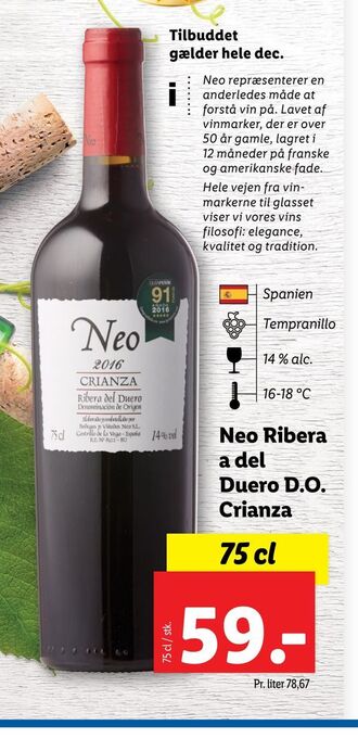 Lidl Neo ribera a del duero d.o. crianza tilbud