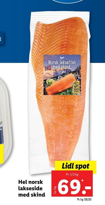 Lidl Hel norsk lakseside med skind tilbud
