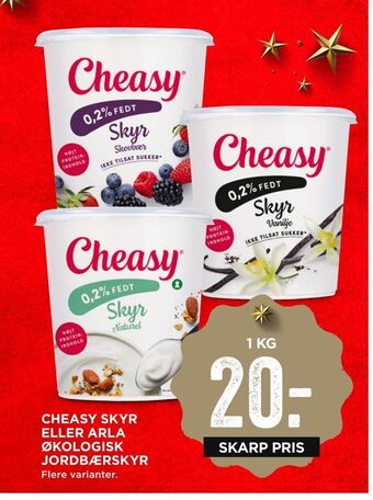 MENY Cheasy skyr eller arla økologisk jordbærskyr tilbud
