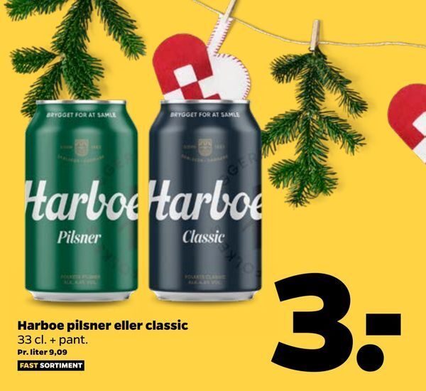 Harboe pilsner eller classic tilbud hos Netto