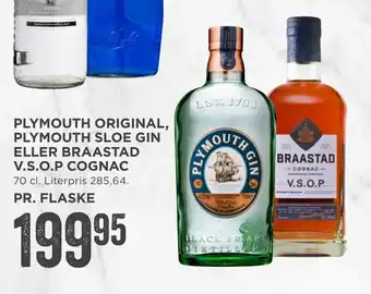 Plymouth original, plymouth sloe gin eller braastad v.s.o.p cognac