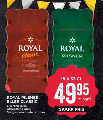 MENY Royal pilsner eller classic tilbud