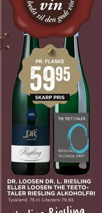 MENY Dr. loosen dr. l. riesling eller loosen the teeto- taler riesling alkoholfri tilbud