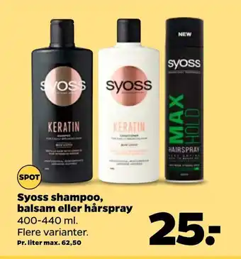 Netto Syoss shampoo, balsam eller hårspray tilbud