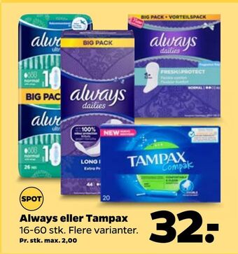 Netto Always eller tampax tilbud