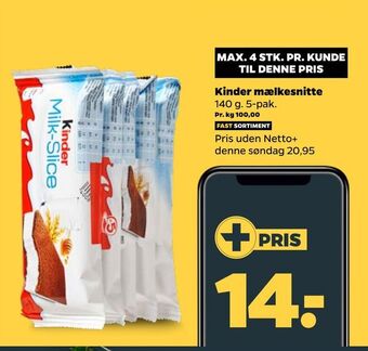 Netto Kinder mælkesnitte tilbud