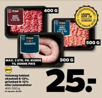 Netto Velsmag hakket oksekød 8-12%, grisekød 8-12% eller julemedister tilbud