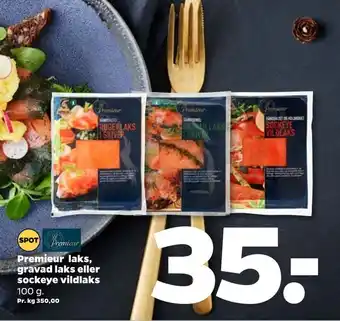 Netto Premieur laks, gravad laks eller sockeye vildlaks tilbud