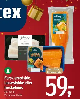 Føtex Fersk ørredside, laksestykke eller torskeloins tilbud