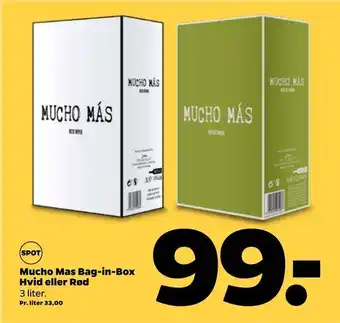 Netto Mucho mas bag-in-box hvid eller rød tilbud