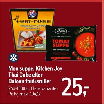 Føtex Mou suppe, kitchen joy thai cube eller daloon forårsruller tilbud