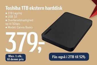 Føtex Toshiba 1tb ekstern harddisk tilbud
