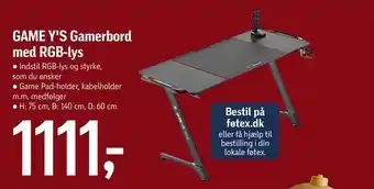 Føtex Game y's gamerbord med rgb-lys tilbud