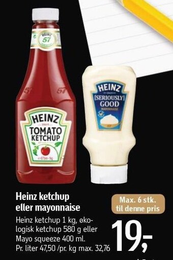 Føtex Heinz ketchup el. mayonnaise tilbud
