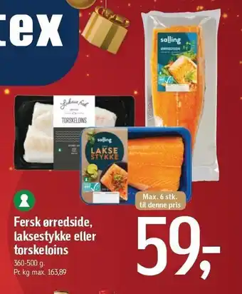 Føtex Fersk ørredside, laksestykke el. torskeloins tilbud