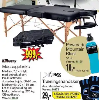 Harald Nyborg Massagebriks, træningshandsker el. powerade mountain blast tilbud