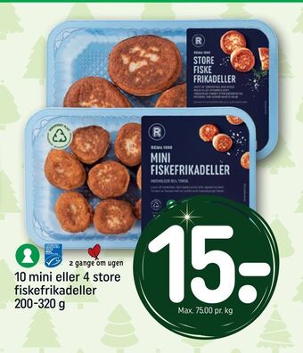 REMA 1000 10 mini eller 4 store fiskefrikadeller tilbud