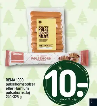 REMA 1000 Rema 1000 pølsehornspølser eller humlum pølsehornsdej tilbud