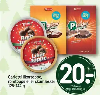REMA 1000 Carletti likørtoppe, romtoppe eller skumæsker tilbud