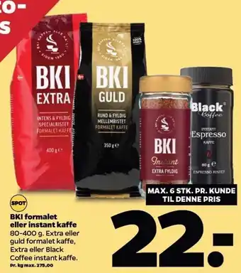 Netto Bki formalet kaffe el. instant kaffe tilbud