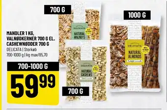 Løvbjerg Mandler 1 kg, Valnødkerner 700g El. Cashewnødder 700g tilbud