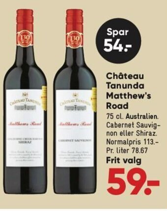 Bilka Château Tanunda Matthew's Road tilbud