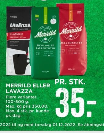 MENY Merrild kaffe formalet tilbud
