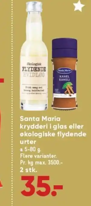 Bilka Santa Maria Krydderi i Glas eller økologiske Flydende Urter tilbud