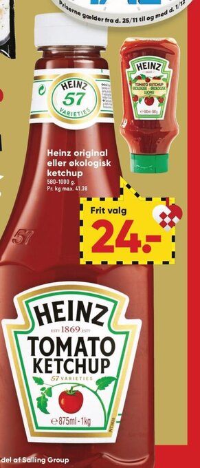 Bilka Heinz Original eller økologisk Ketchup tilbud