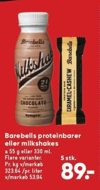 Bilka Barebells Proteinbarer eller Milkshakes tilbud