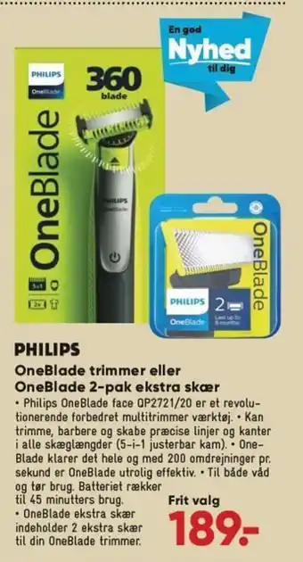 Bilka OneBlade Trimmer eller OneBlade 2-pak Ekstra Skær tilbud