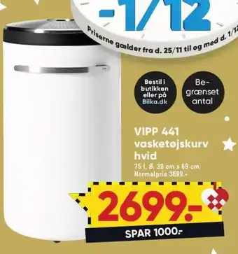 VIPP 441 Vasketøjskurv Hvid