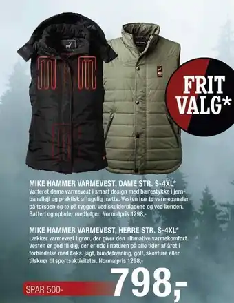 Mike hammer varmevest, dame str. s-4xl el. herre str. s-4xl