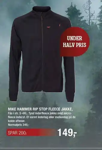 Land & Fritid Mike hammer rip stop fleece jakke tilbud