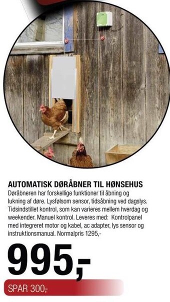 Automatisk døråbner til hønsehus