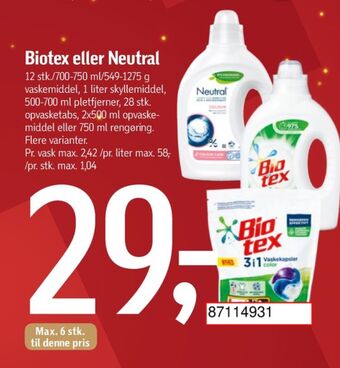 Føtex Biotex vaskemiddel-tabs tilbud